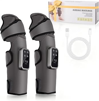 Heated Knee Brace with Vibration,2 Packs Leg Massager Compression with Heat,Cordless Air Compression Calf Massager Portable for Circulation, 3 Gears Heats/Intensity/Mode
