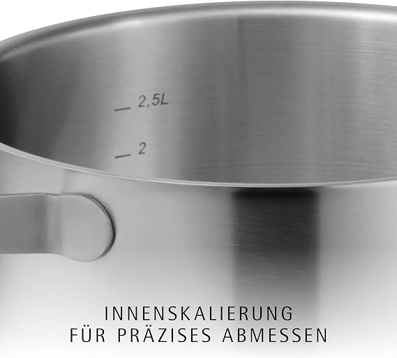 WMF Comfort Line 5-Piece Induction Saucepan Set with Glass Lid Matt Cromargan Stainless Steel Scale Induction Pots Set Stackable Uncoated