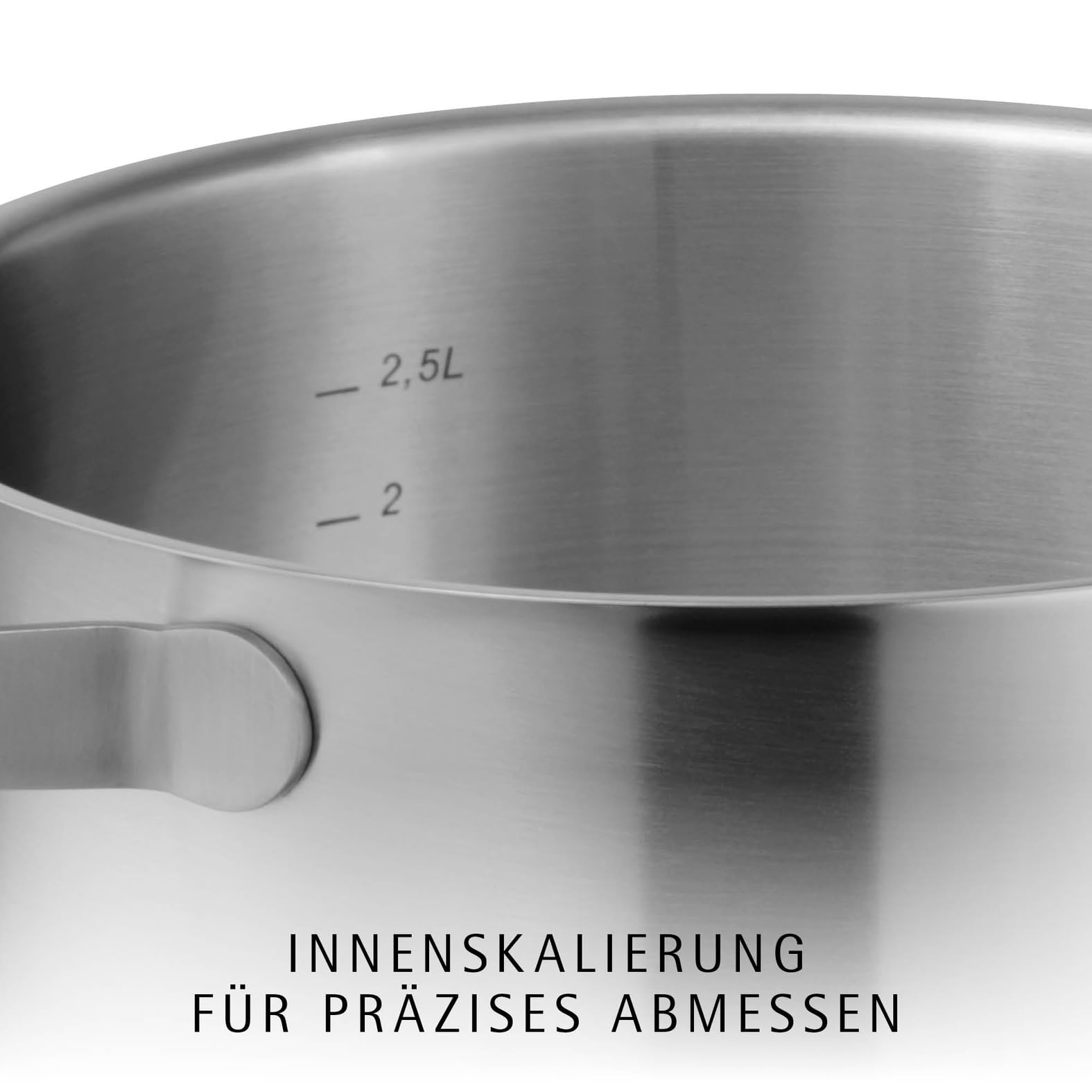 WMF Comfort Line Topfset Induktion 5-teilig, Kochtopf Set mit Glasdeckel, Cromargan Edelstahl mattiert, Skalierung, Induktions Töpfe Set stapelbar, unbeschichtet