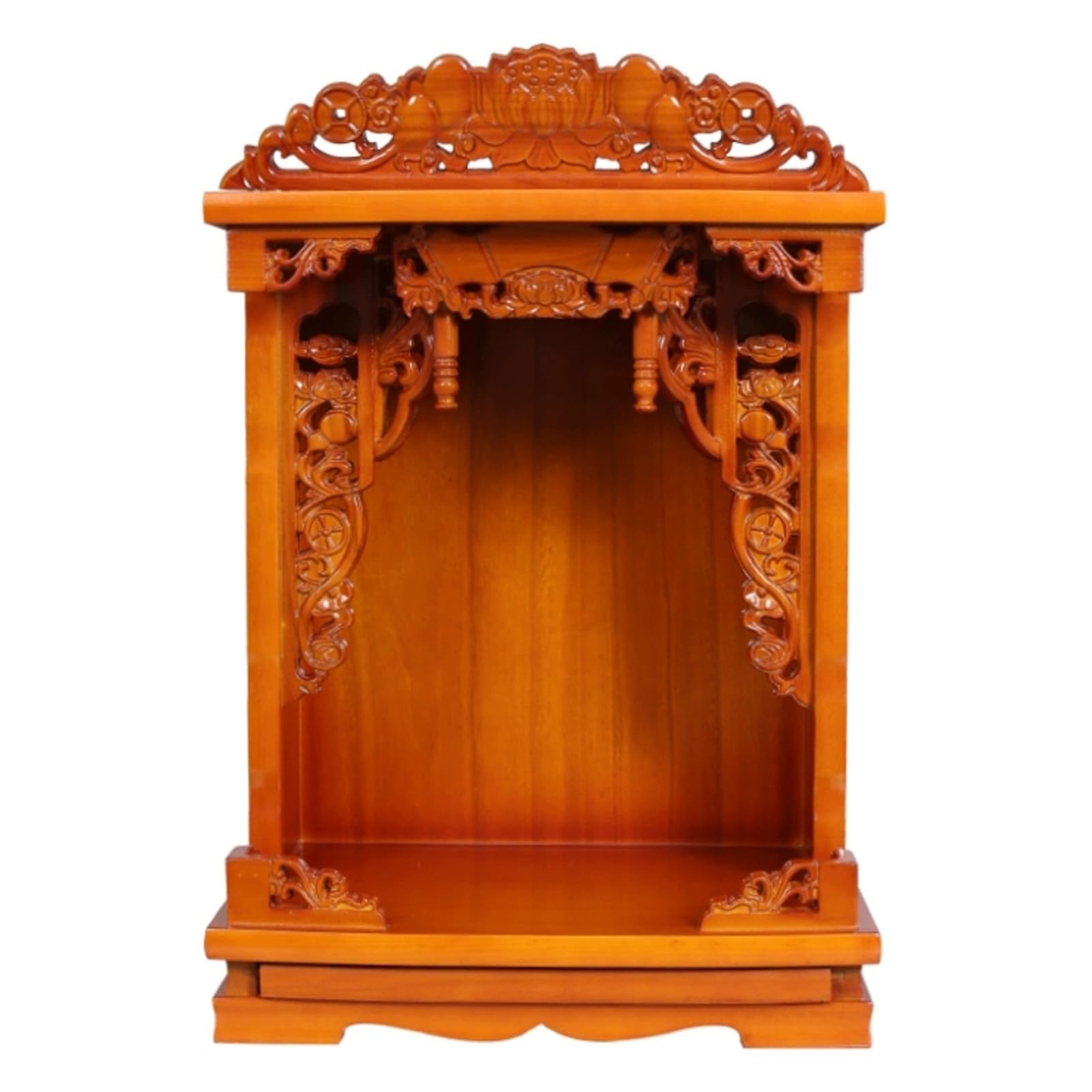 Ibowz Yellow Wall Mounted Shrine Altar Table Solid Wood Meditation Table Buddha Cabinet Niche Chinese Meditation Altar Cabinet Buddhist For Living Room Bedroom