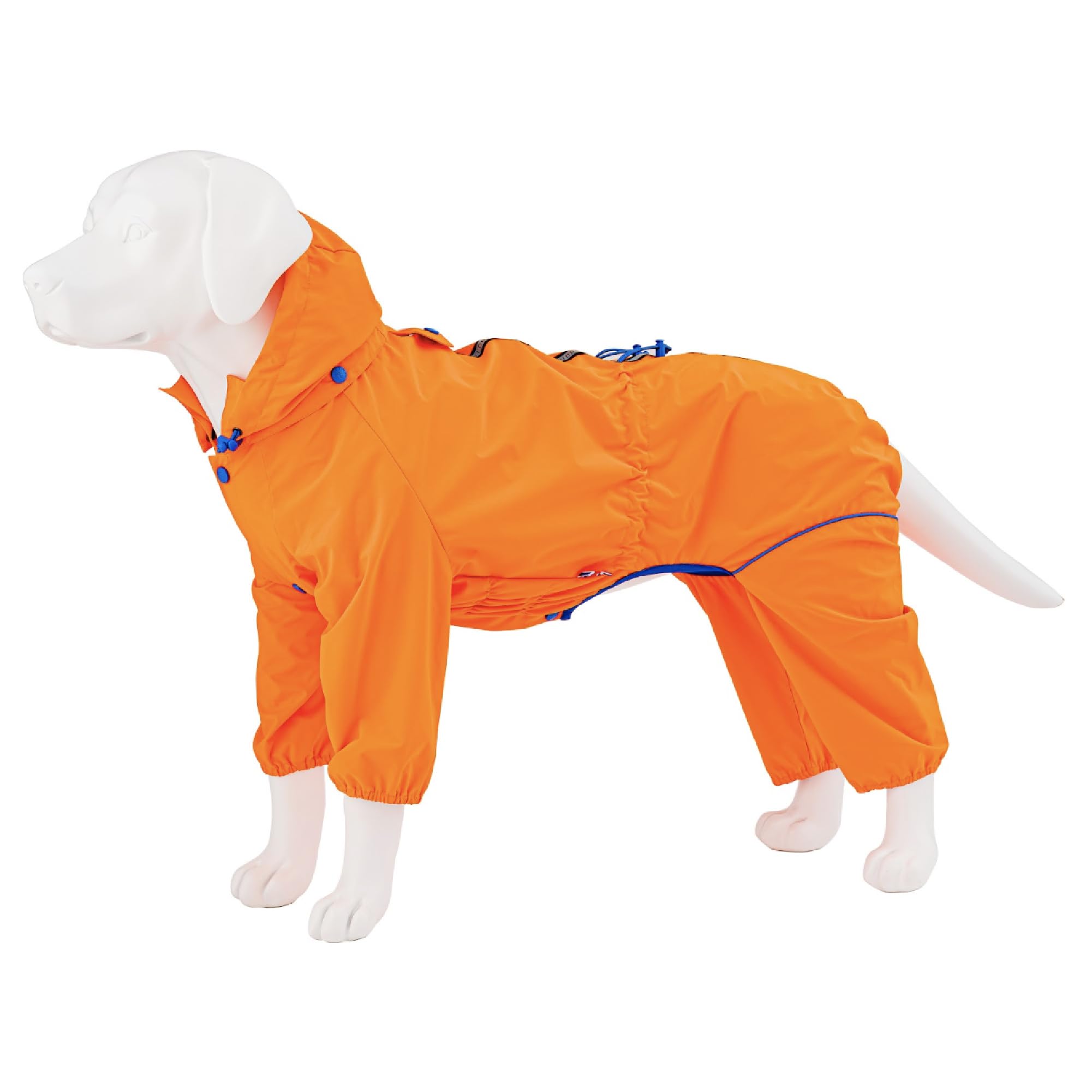 HUGO & HUDSON Dog Reflective Jacket Hooded Overalls Outdoor Winter Windproof Coat, Neon Orange, M50