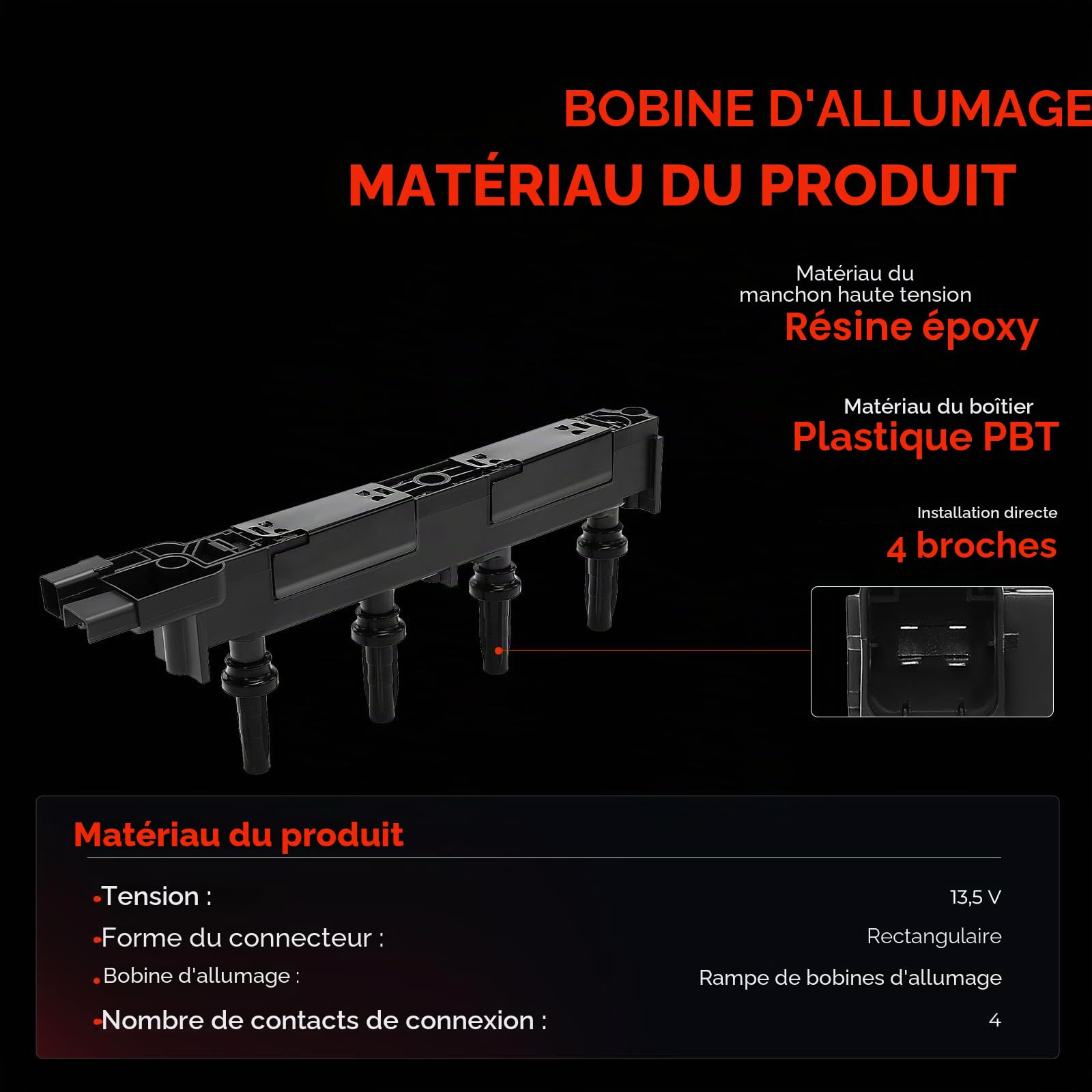 Frankberg 1 bobine d'allumage + 4 bougies d'allumage 597075
