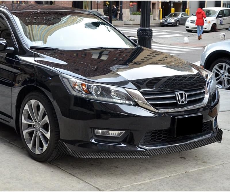9pcs Combo Front Bumper Body Kit Lip + Side Skirt Extensions Diffuser Compatible with 2013-2015 Honda Accord Sedan 2014 (Painted Carbon)