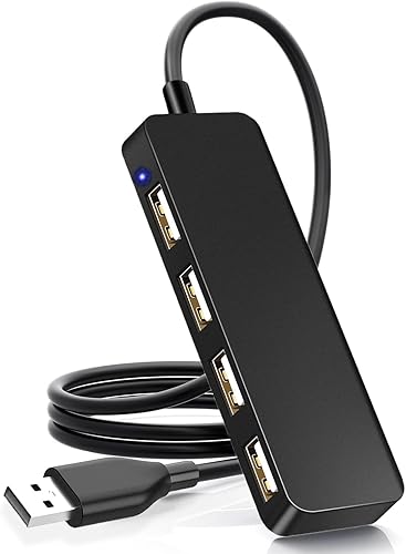 Concentrador USB, divisor USB, adaptador USB de 4 puertos, extensor USB para laptop, PC, MacBook, Mac Pro, Mac Mini, iMac, Surface Pro y más (negro,