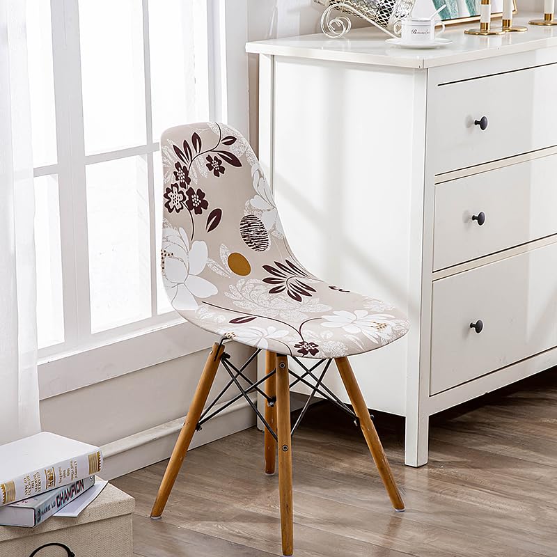 BSYMDH 4PCS Printed Shell Chair Covers Mid Century Modern Dining Chair Covers Shell Chair Cover Lounge Armless Chair Cover Armless Chair Protector Stretch Slipcovers for Dining Room and Office,18
