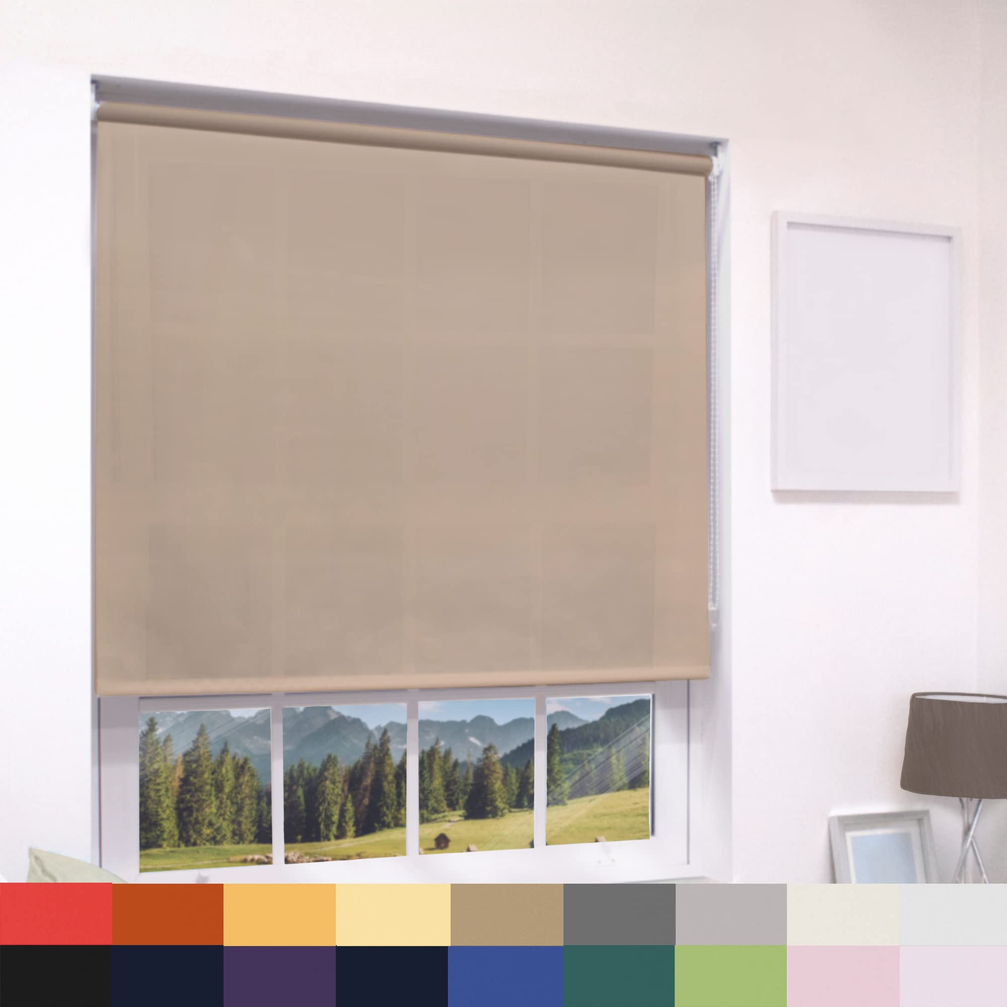 Deluxe Daylight Roller Blinds Light Filtering Premium Fabric Easy Fit Metal Brackets Bedroom Living Room Office Child Safe Trimmable Cappuccino 240cm Width x 210cm Drop โ image 1