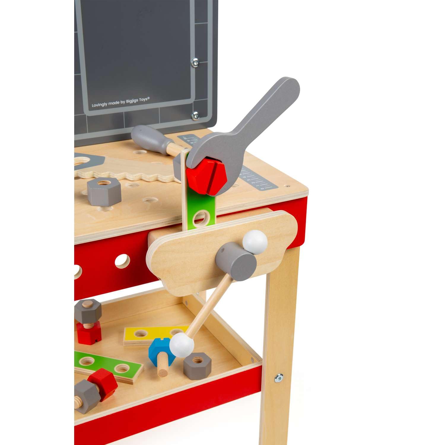 Bigjigs Toys Banco da lavoro | 34 pezzi panca in legno per attrezzi | Strumenti di costruzione per bambini e bambini | Banco da lavoro per bambini | Ottimo regalo per ragazzi e ragazze | Adatto per