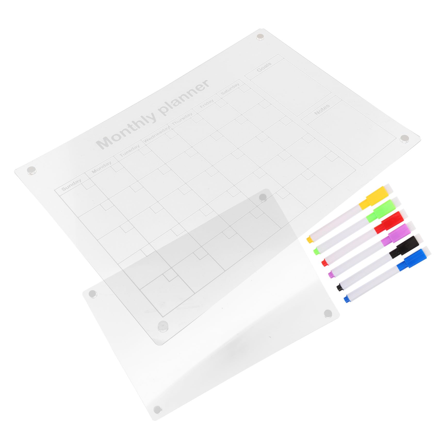 TEHAUX Calendrier Magnétique Frigo Effaçable à Sec Acrylique Tableau Planificateur Réutilisable avec Marqueurs pour Maison Bureau et Cuisine