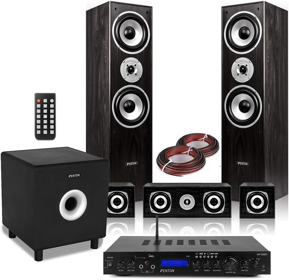 5.1 Home Cinema Surround Sound System - Black, Powerful Theatre Speakers with Easy Connectivity, Ideal Home Theatre Audio for Movies, Music and Gaming