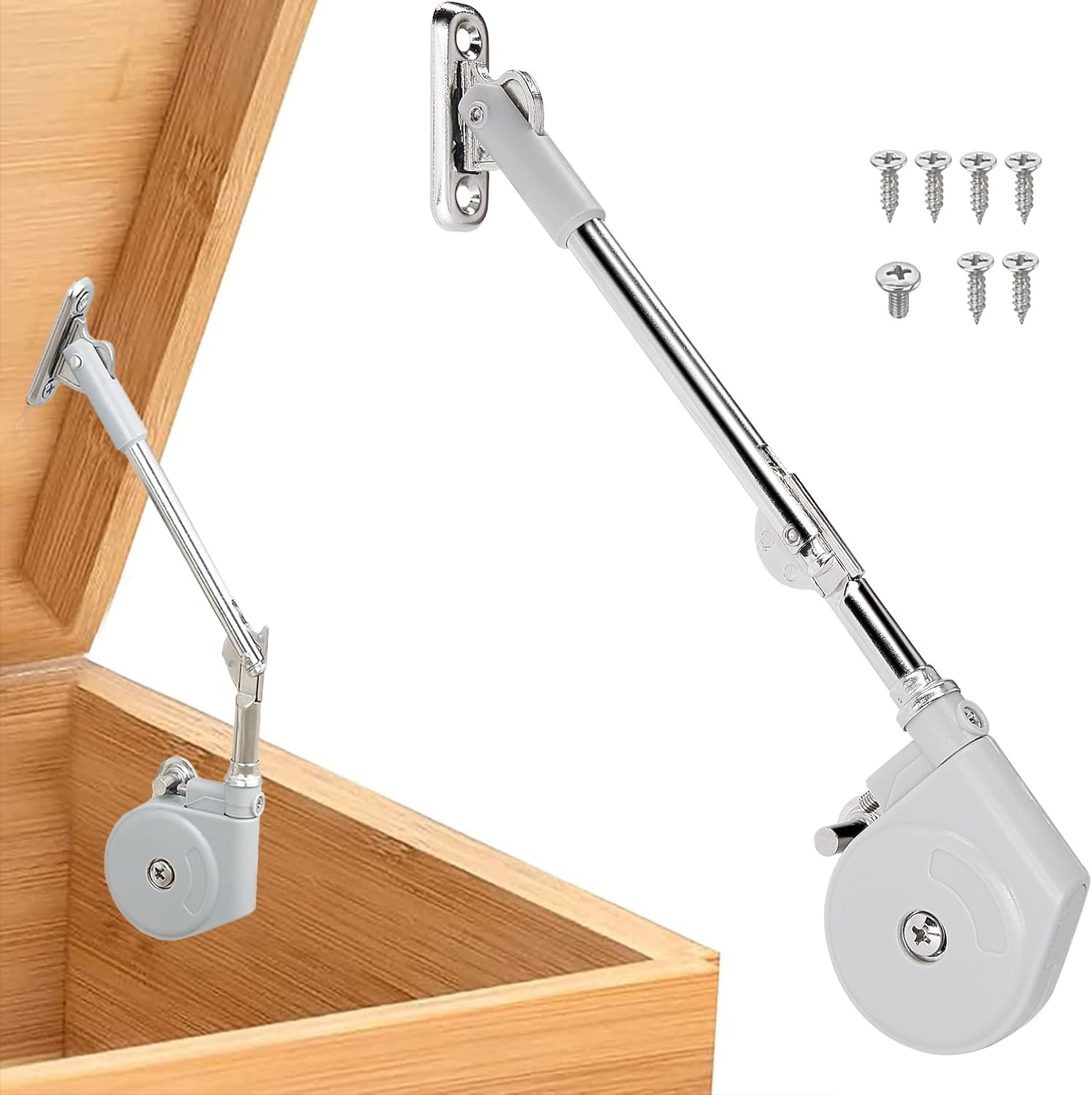SANTUO Soft Close Hinges for Toy Box Lid Stay 105 Degree Open with Soft Close