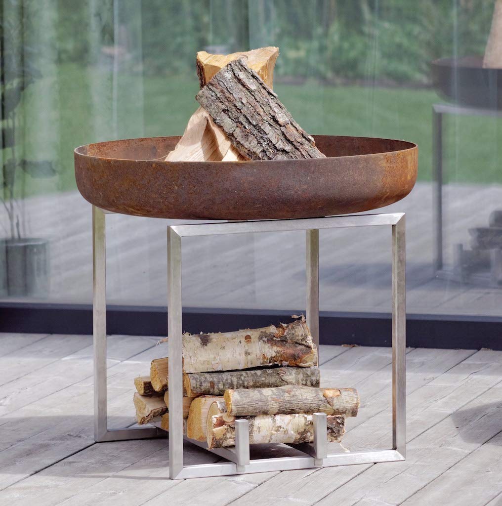 Steel Fire Pit Cube Contemporary Design Amazon Co Uk Garden Outdoors