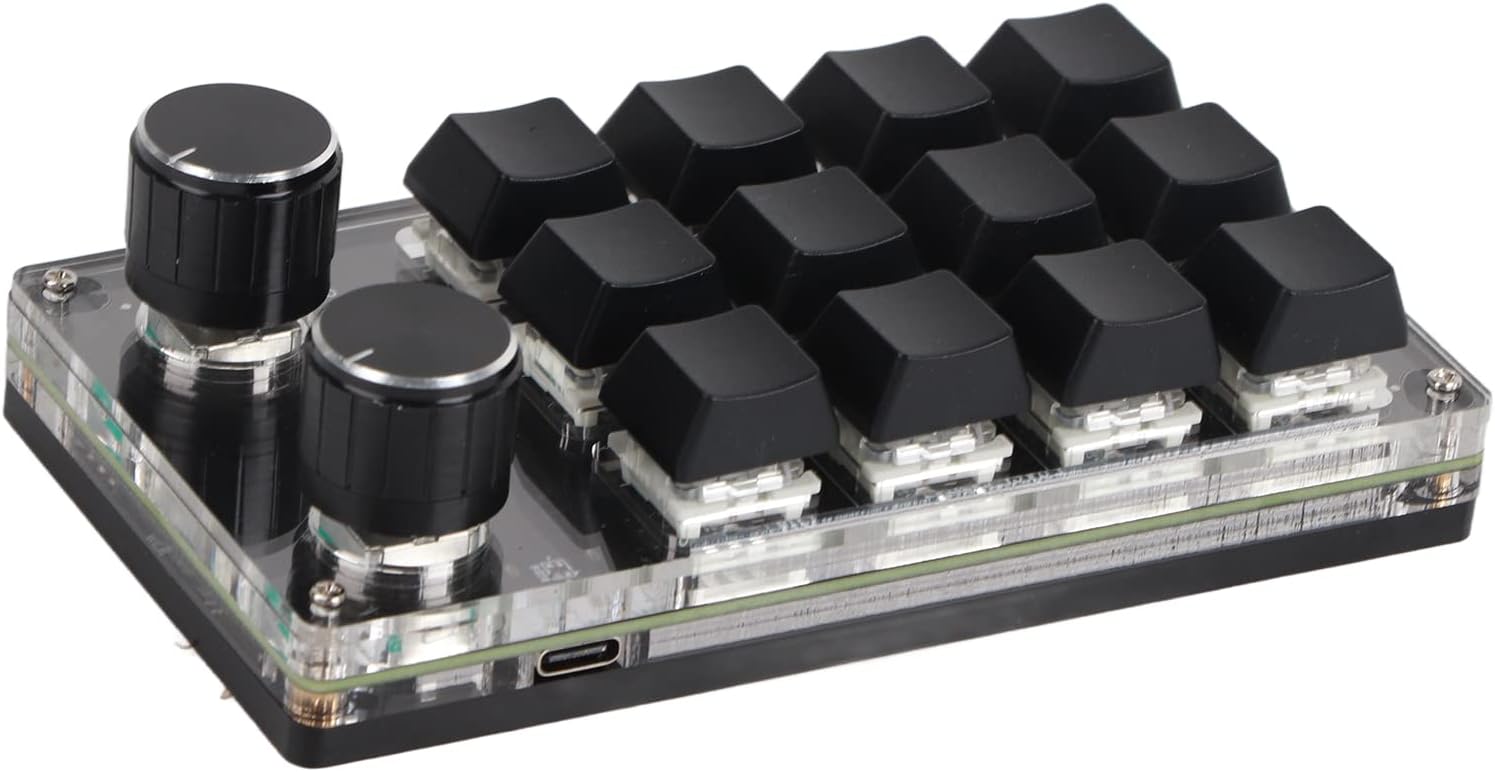 Sonew Programmable Macro Keyboard, 12 Key Mechanical Gaming Keyboard RGB LED Backlit Macro One-Handed Keypad Type C to USB Mechanical Gaming Keyboard for PC Video Game Office Work Sheet