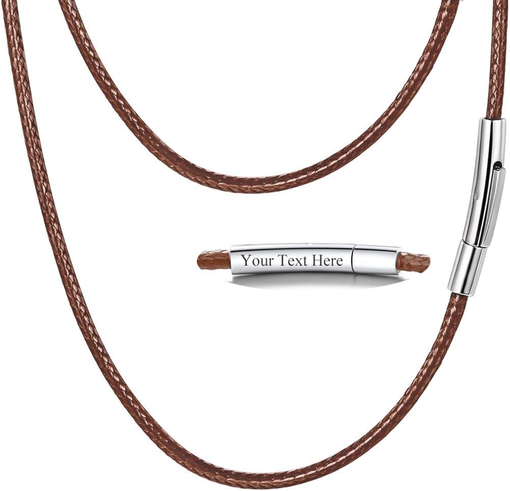 PROSTEEL Black/Brown Wax Leather Cord, Braided Rope Necklace, 2mm/3mm, Stainless Steel Snap Clasp, Men Women Jewelry, DIY Customize Cord for Pendant, 16''- 30''