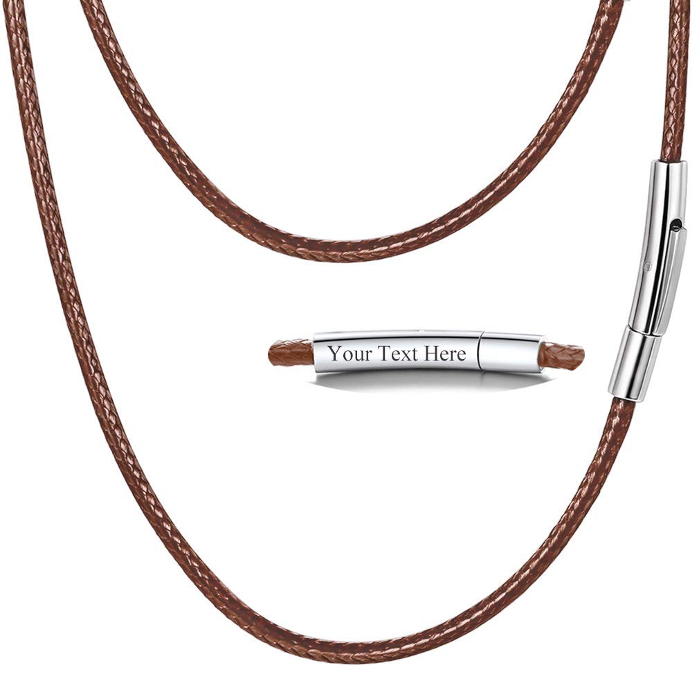 PROSTEEL Black/Brown Wax Leather Cord, Braided Rope Necklace, 2mm/3mm, Stainless Steel Snap Clasp, Men Women Jewelry, DIY Customize Cord for Pendant, 16''- 30''