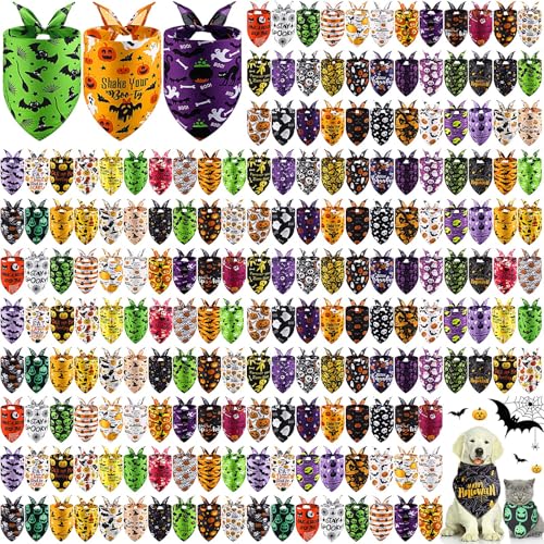 Kacctyen 200 Pcs Halloween Dog Bandana Bulk for Groomers Triangle...