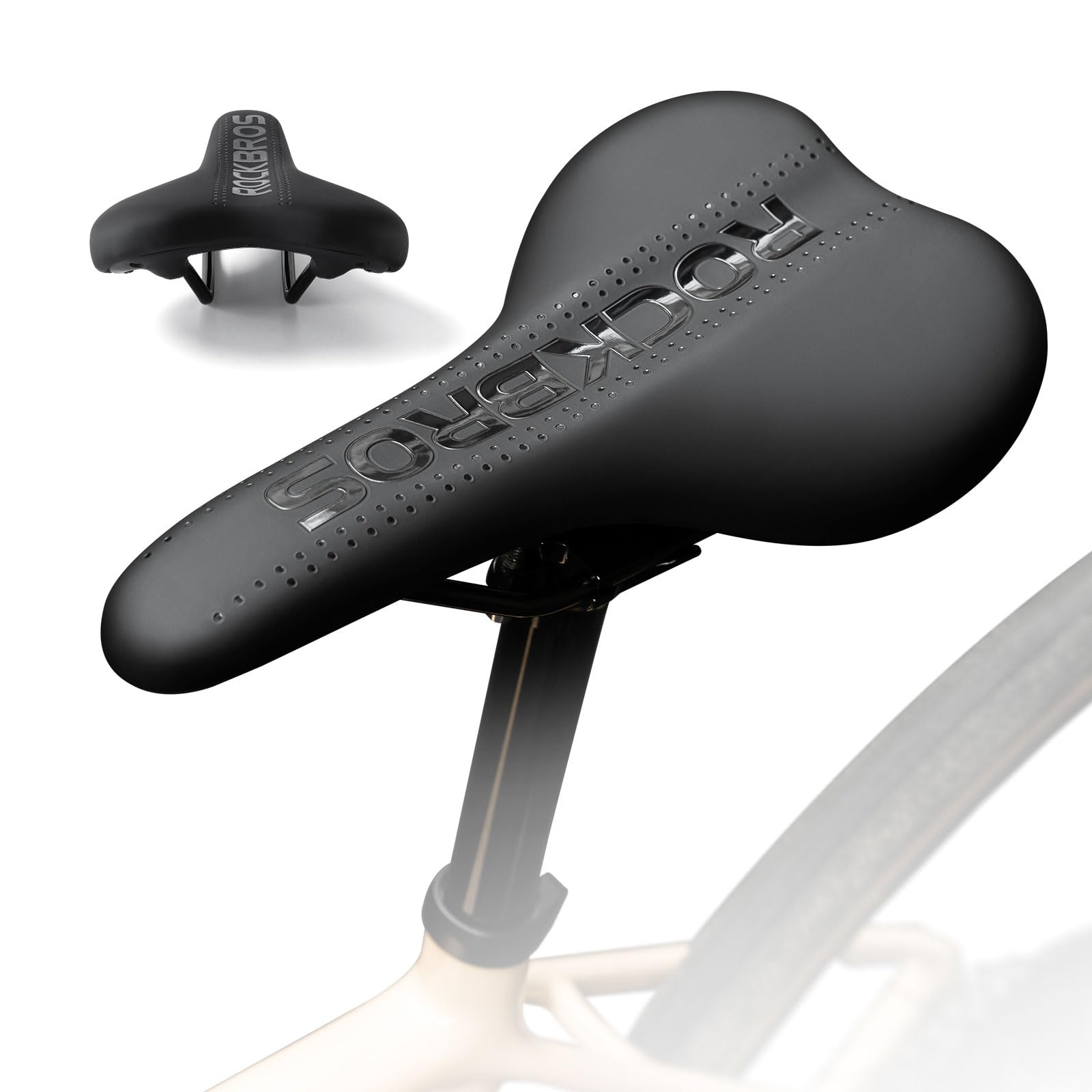 ROCKBROS Bike Seat Comfortable Bicycle Saddle Soft Padded for Men Women Ergonomic Mountain Bike Seat Cushion Cycle Seat with High-Density Foam for Road Bike, MTB, Black