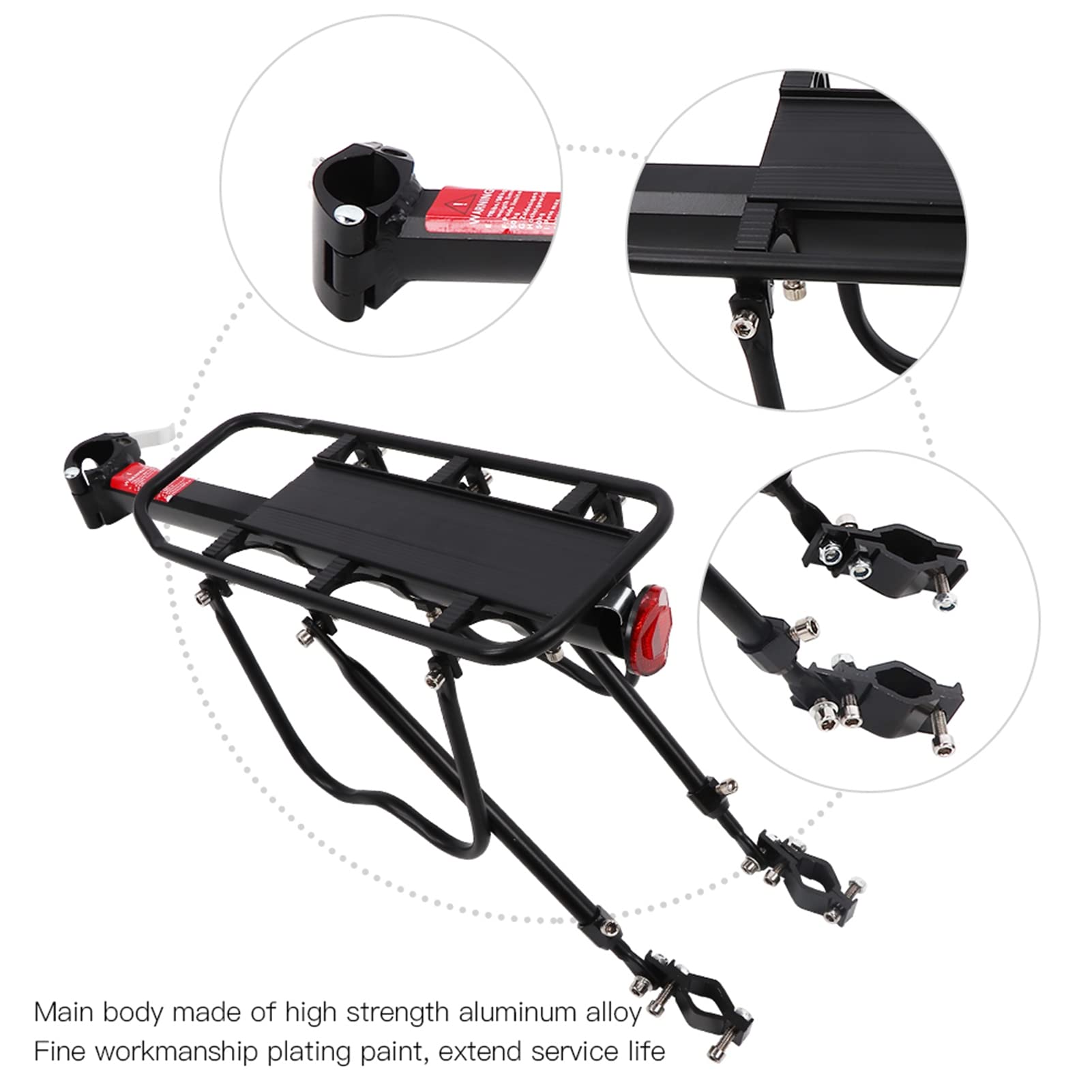 Porte-Bagages de Vélo en Alliage d'aluminium, Aile Latérale Détachable, Placage de Peinture, Support Arrière de Vélo Robuste pour Le Cyclisme