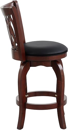 Miniatura 18 de Homelegance Contador giratorio de altura, taburetes para sillas de bar de isla de cocina, asiento acolchado de piel sintética negra (desplazamiento