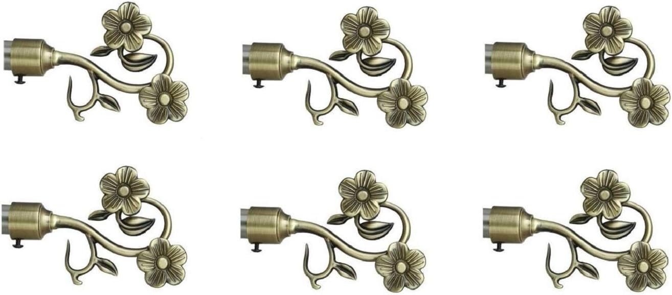 RISHIKANSH Curtain Finial Antique with Bracket (182, Golden) Pack of 6