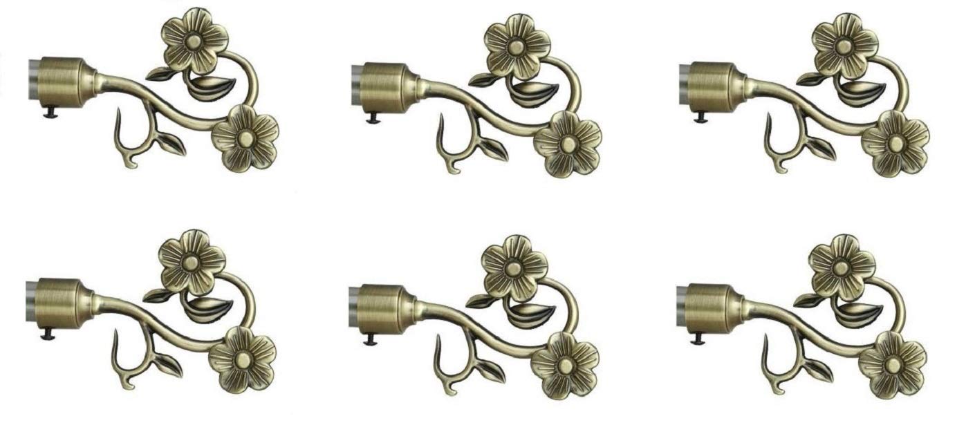 RISHIKANSH Curtain Finial Antique with Bracket (182, Golden) Pack of 6