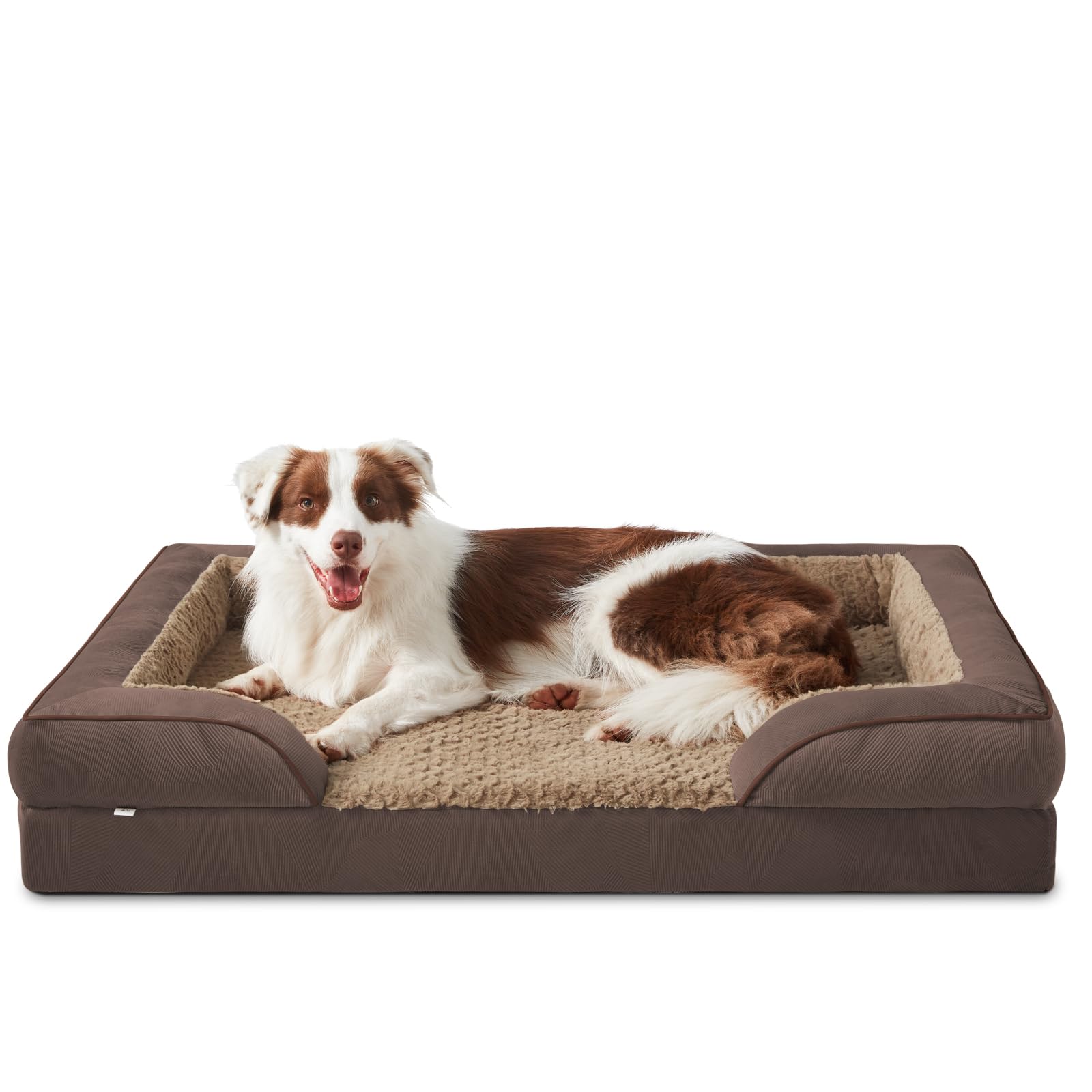 JOEJOY Cuccia ortopedica per cani di taglia media, in memory foam, rimovibile, lavabile, ortopedica, 89 x 64 x 17 cm, a forma di uovo, antiscivolo, colore marrone scuro