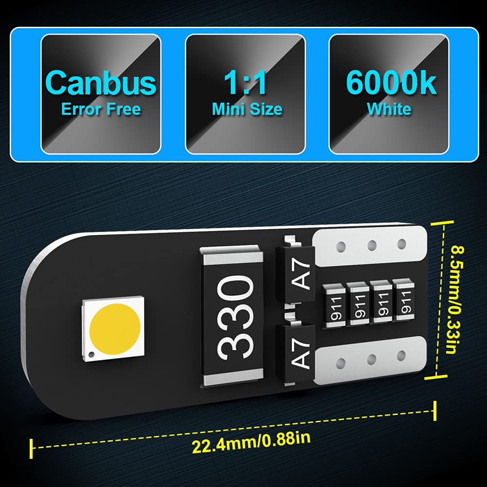 H4 Lampadine per Fari a LED con 2PCS Lampadine LED T10, Kit di Conversione HB2 9003 Hi / Lo Beam con Driver Intelligente EMC Aggiornato, 70W 12000LM Xenon Bianco 6500K (Totale 4 Lampadine LED)