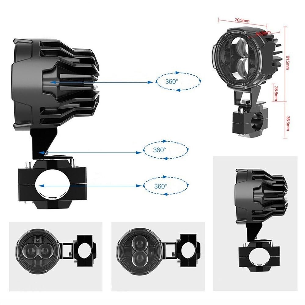 Światło Do Jazdy Para 100W reflektor motocyklowy światła przeciwmgielne Led dodatkowe światło reflektor reflektor dwukolorowy flasher lampa przeciwmgielna Dziennej Dla(Yellow and wire)