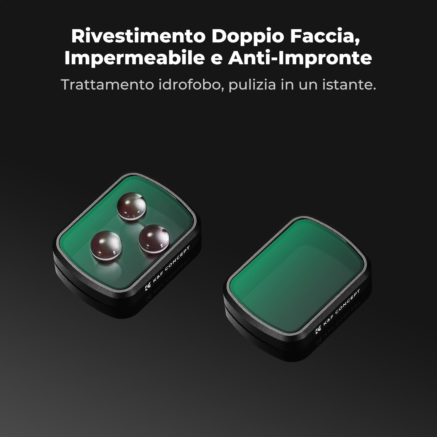 K&F CONCEPT Set Obiettivo Grandangolare Magnetico & Filtro di Diffusione Nero 1/4, Compatibile con DJI Osmo Pocket 4/3, 2 Pezzi, Vetro Ottico, Multistrato, Fissaggio Magnetico