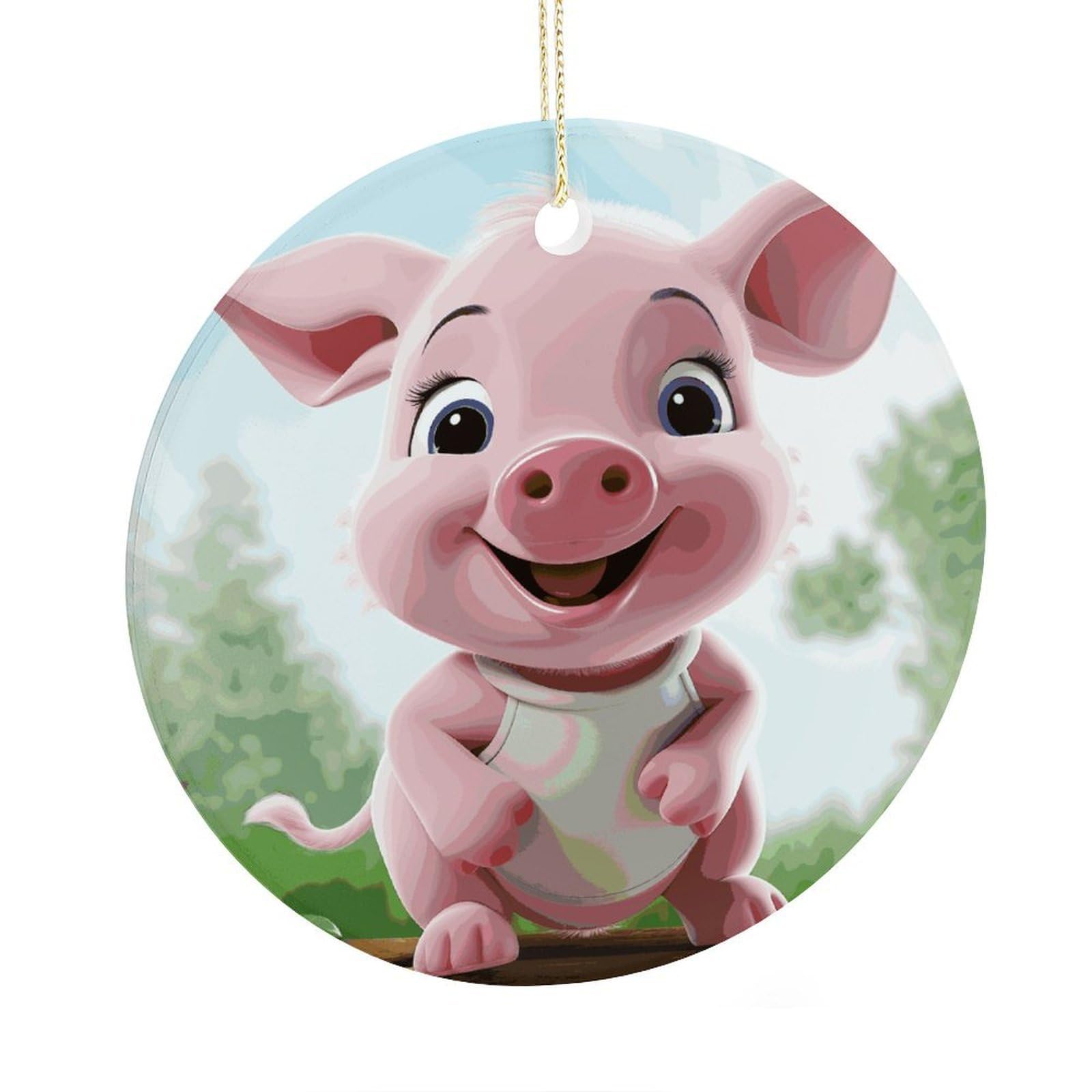 Adfgyerh Style Smiling (13) Ceramic Circular Pendant,2.9 Inch，Hanging Ornament，Gift Exchange Idea Round Ceramic Ornament,For Mom And Daughter，For Home Indoor Outdoor Decor.