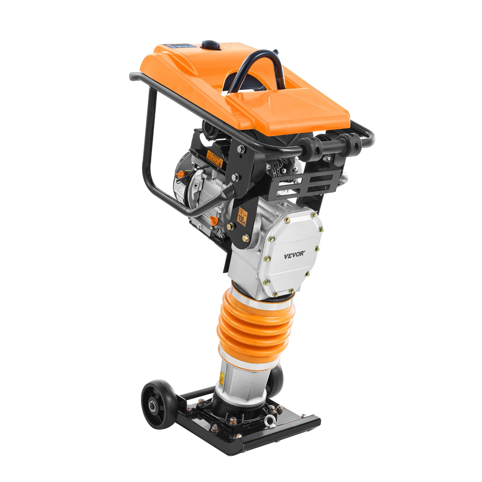 VEVOR Compactador de Gato de Salto Apisonador Vibratorio 6,5 HP con Motor de 196cc a Aombustible Fuerza de Impacto de 1632 kg para Suelo, Grava, Cimientos, Losas de Hormigón, 740 x 465 x 1080 mm