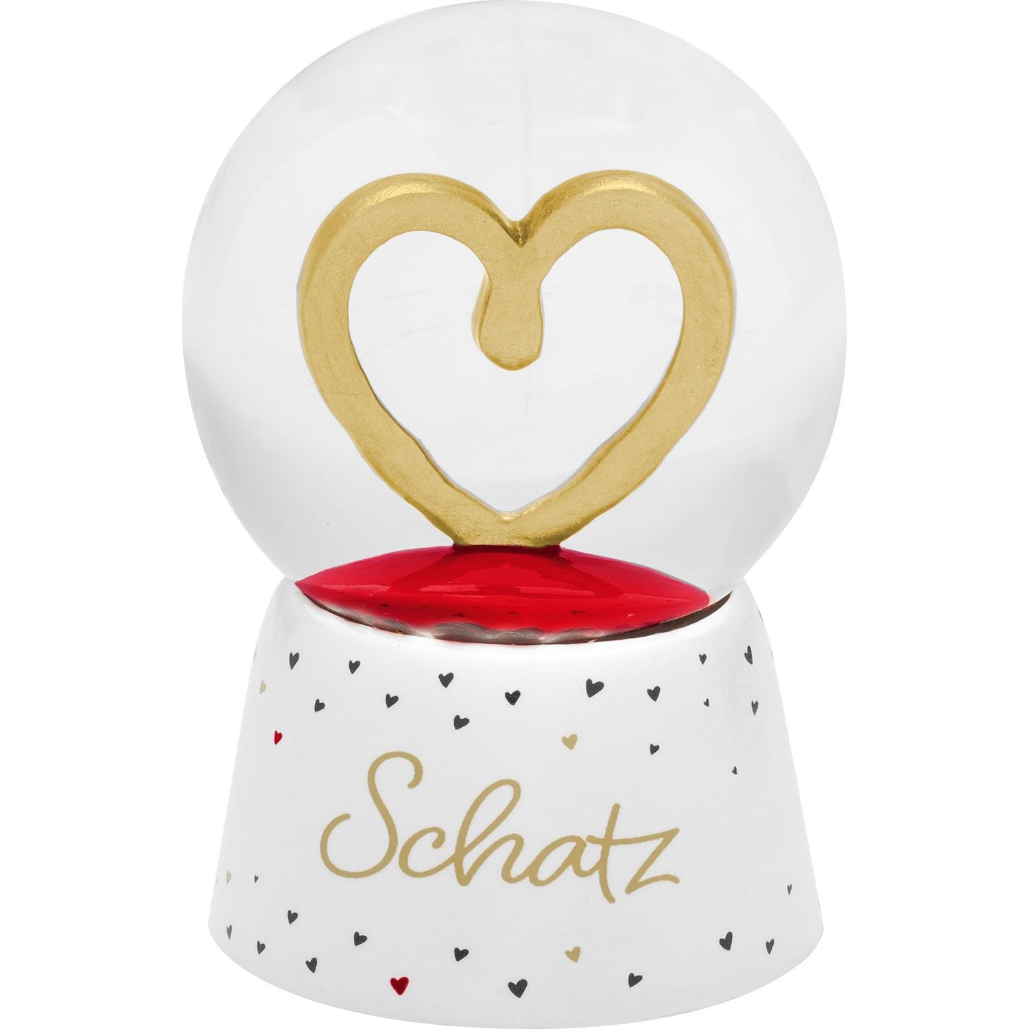 GRUSS & CO Traumkugel mit Motiv Schatz | Schneekugel zum Schütteln, 3D-Herz, Höhe 6,5 cm, Polyresin | Liebe, Valentinstag, Geschenkidee | 74449