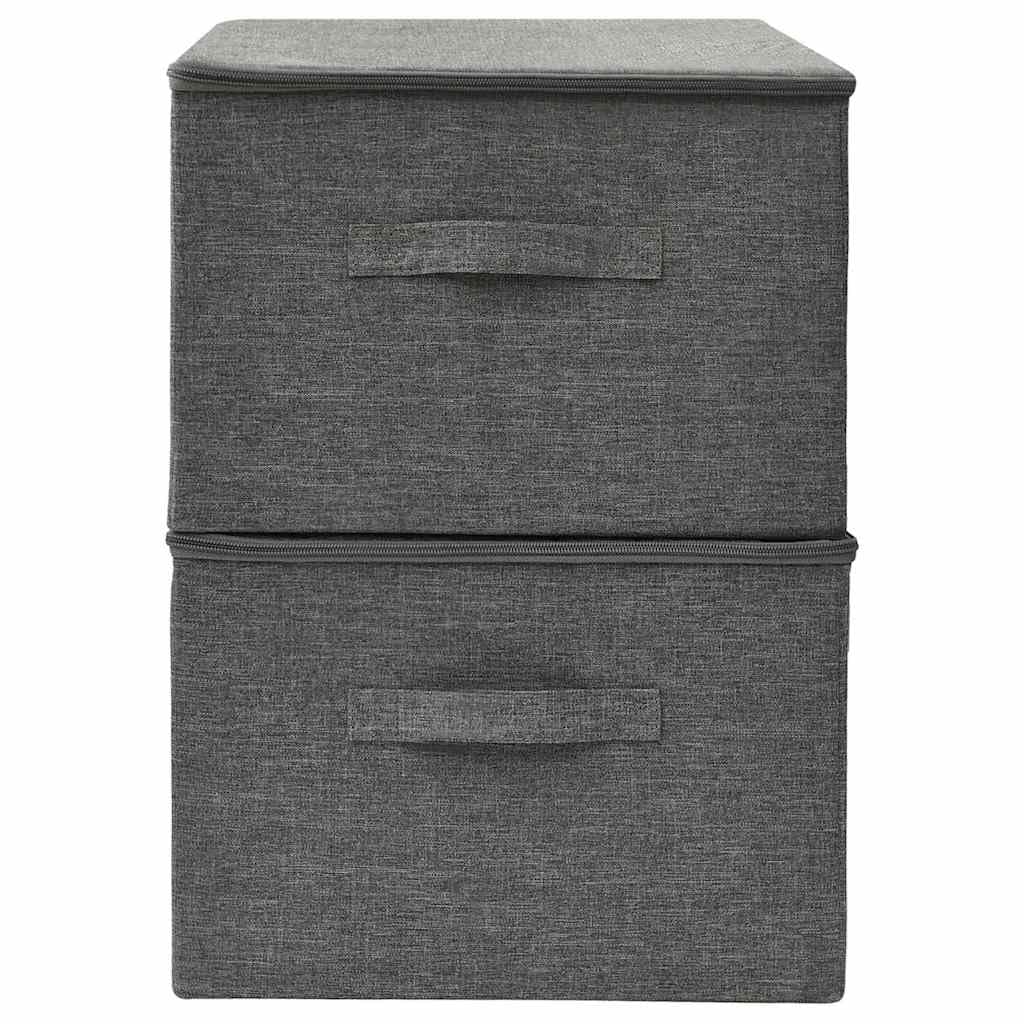 Scatole Portaoggetti Pieghevoli 2 Pezzi in Tessuto 43x34x23 cm Antracite