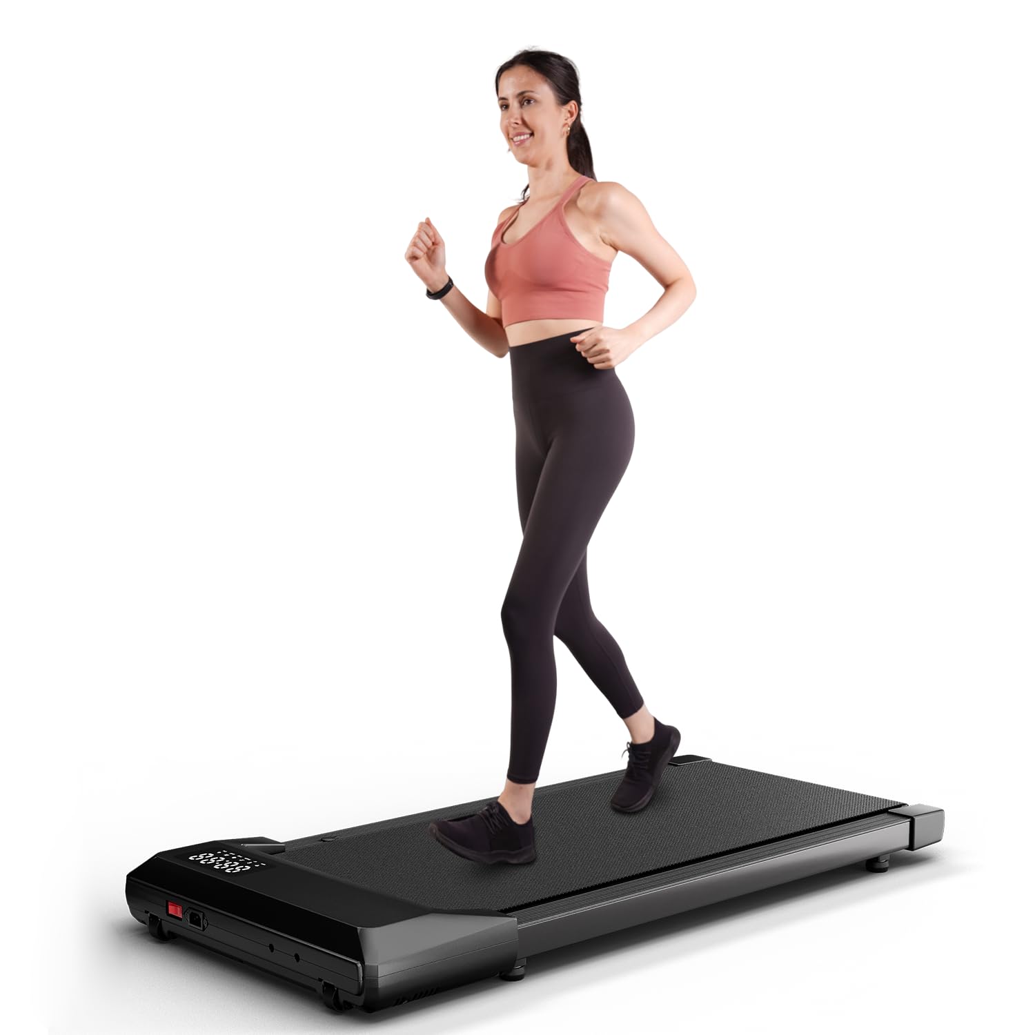 DeerRun 2025 Upgrade Walking Pad, Smart Under Desk Treadmill for Home Office, No-Assembly Treadmills with APP and Remote Control, LED Display, 2.5 HP Quiet Walking Jogging Machine, 300 lbs Capacity