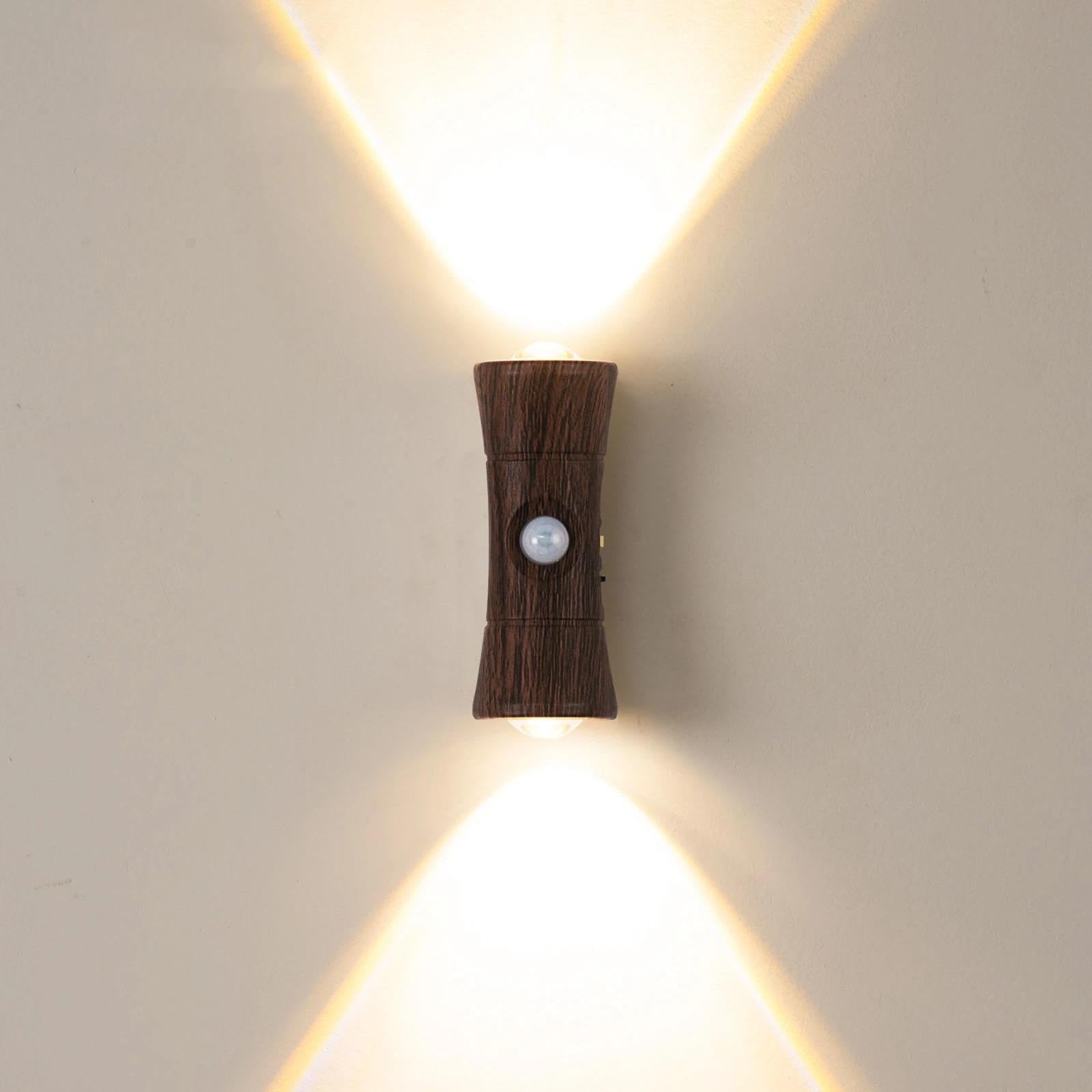 Motion Sensor Night Light, Wireless Rechargeable Wall Lights(Walnut)