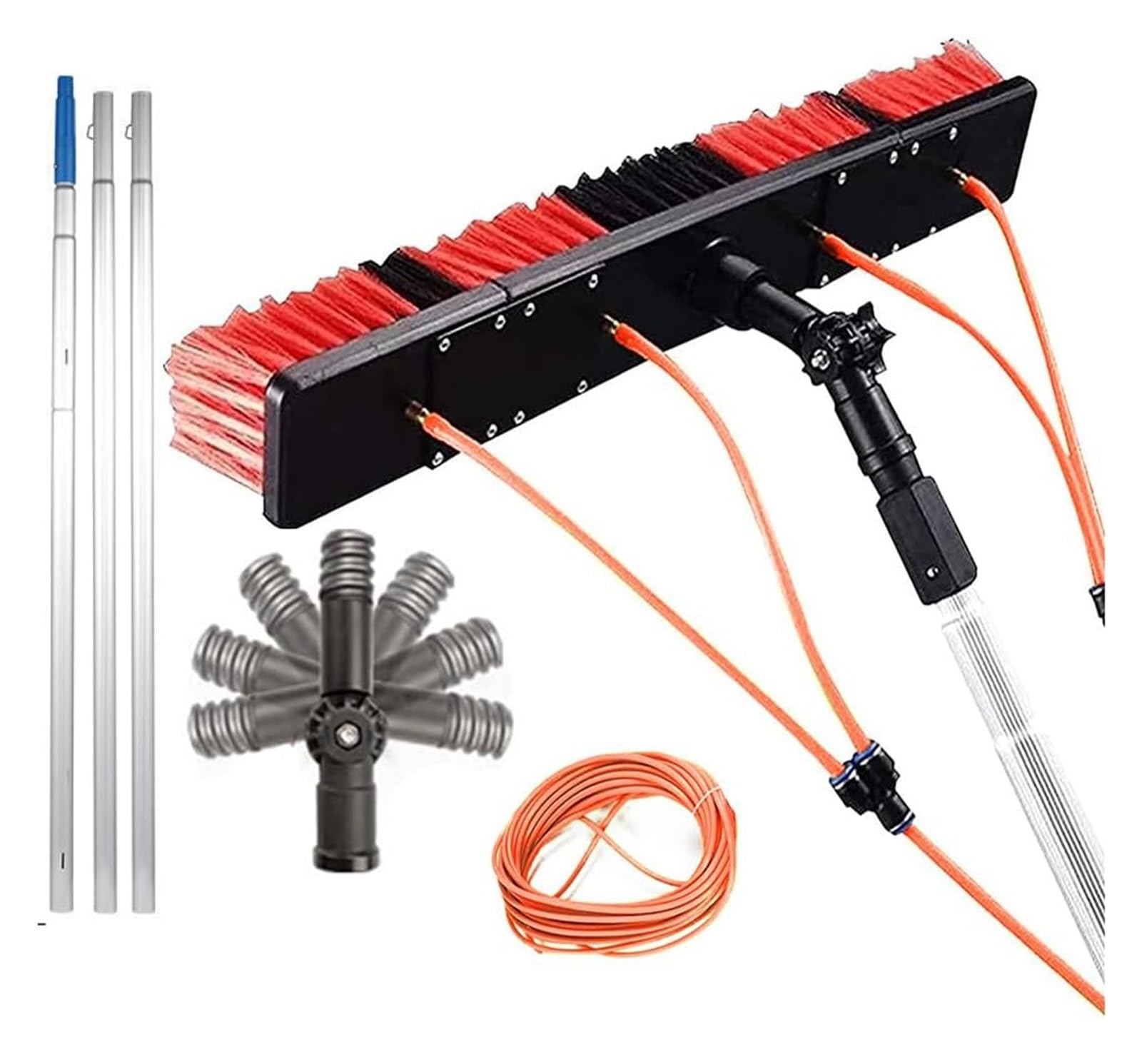 ZBBGTJK Water Fed Pole Kit - Telescopic Window Cleaning Pole & Brush for Solar Panel Cleaning - 300cm Water Fed Brush Head for Efficient Photovoltaic Panel Maintenance