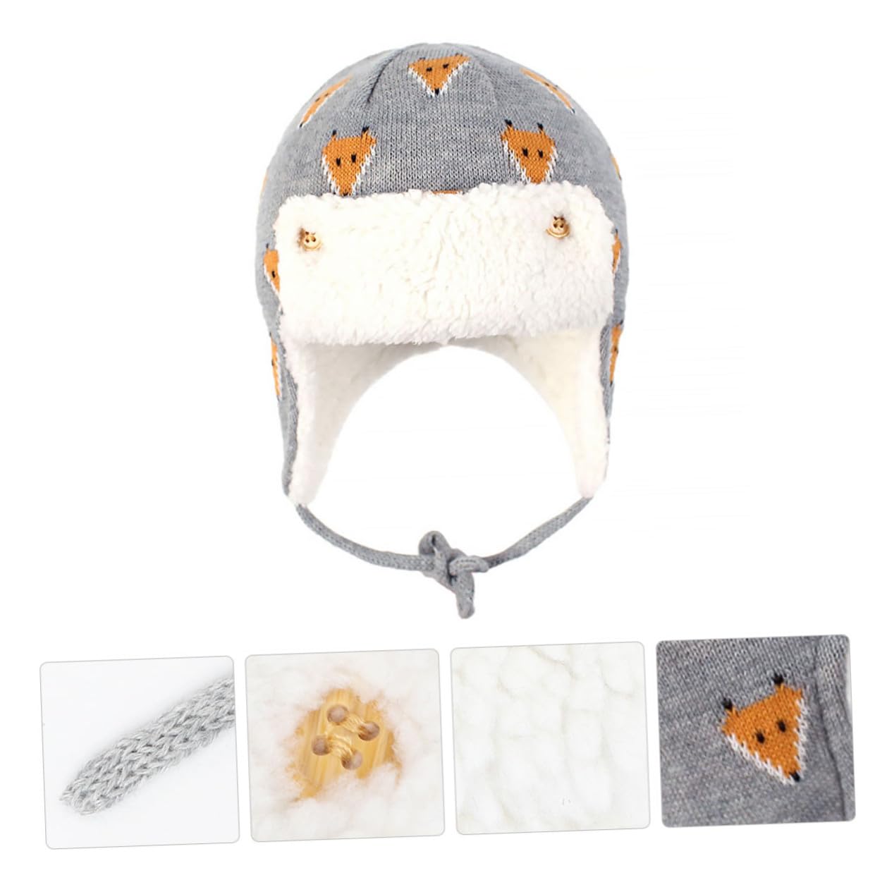 BESTYASH Gorro De Esquiar Sombreros De Niño Gorro Caliente Sombreros De Chicas Cálido con Motivo De Gorra De Invierno para Niños Sombrero De Trampero para Niños Algodón Grey
