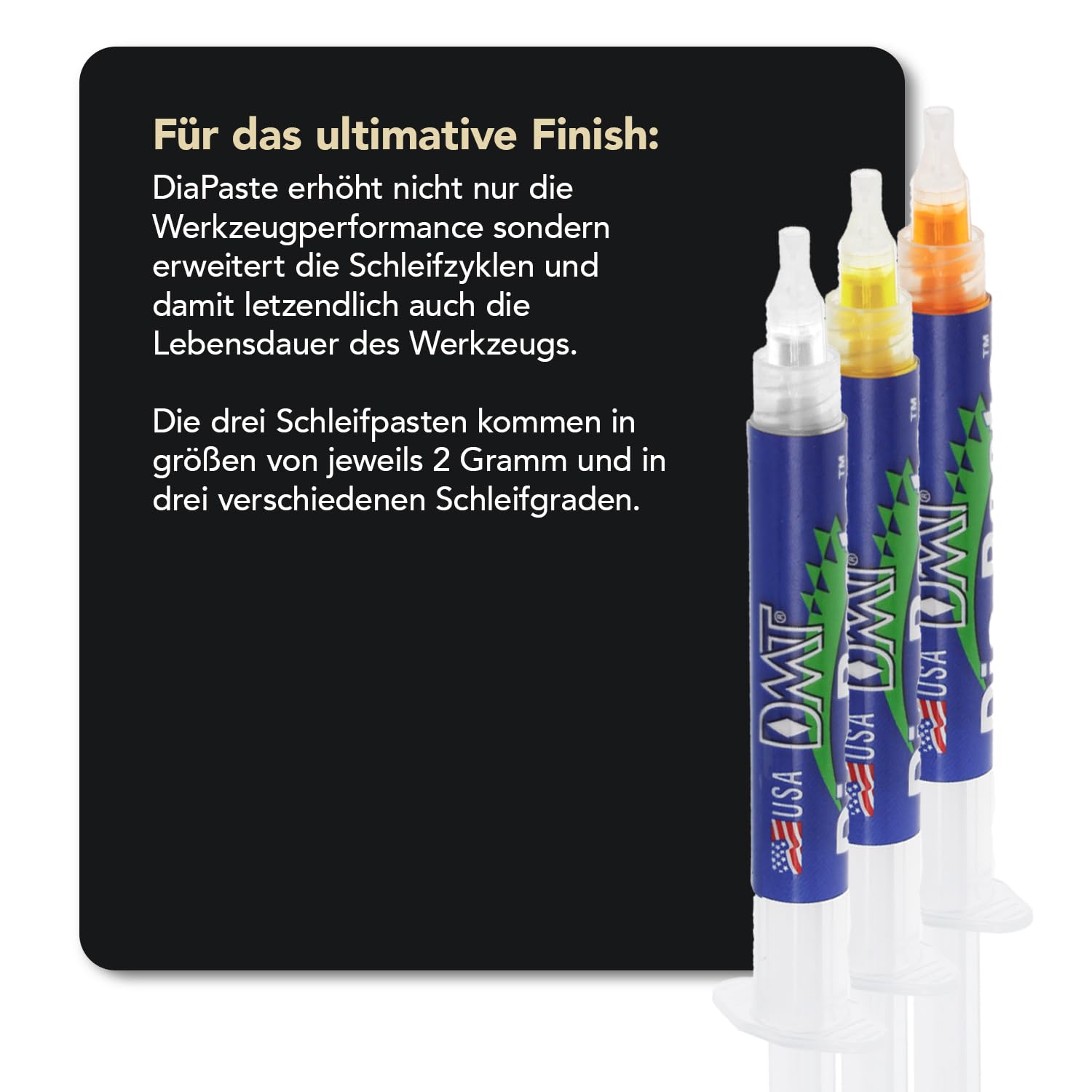 DMT Dia-Paste™ Diamantschleifpaste 3er Set | Messerschärfer Paste in 3 Körnungen (6, 3, 1 Mikron) | Hochglanzpolitur für Messer und Werkzeuge | DPK