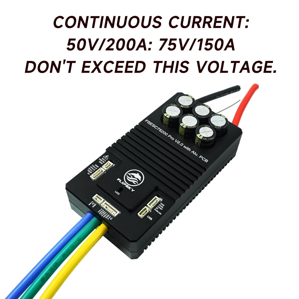 FLIPSKY 75200 Pro V2.0 84V 200A with Aluminum PCB with Key Switch Based on VESC for Electric Skateboard/Scooter/Ebike Speed Controller