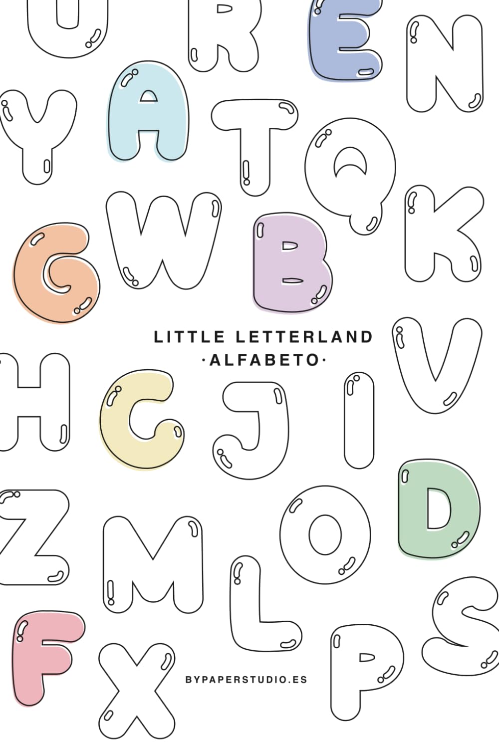 LITTLE LETTERLAND · ALFABETO · Un libro para colorear infantil ABC – Letras grandes y divertidas | Aprende el Abecedario Jugando | +3 Años: EDICIÓN EN ESPAÑOL