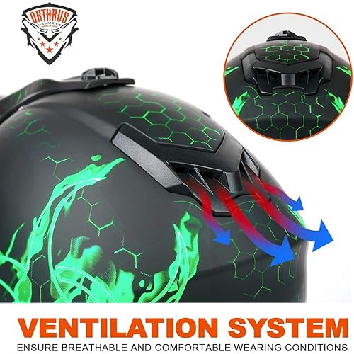 Miniatura 4 de Orthrus Casco para adultos y jóvenes con certificado DOT para motocross, ATV, motocross, motocicleta todoterreno (BIO-verde, L)