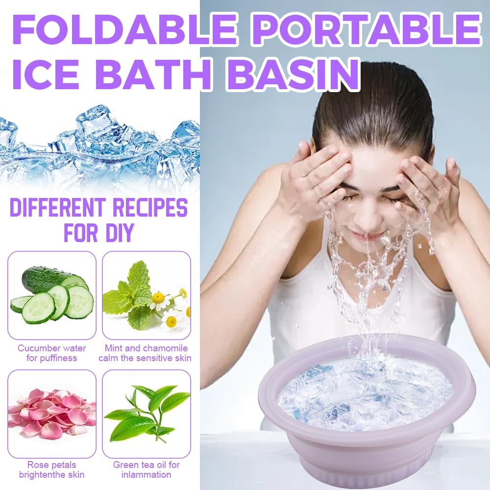 Cuenco Facial Para Hielo, Quick Cooling Face Ice Bath Bowl, Plegable Cuenco De Baño De Hielo Facial con Bandeja de Hielo Incorporad, Portátil Tazón Facial Para El Hogar, De La Hinchazón