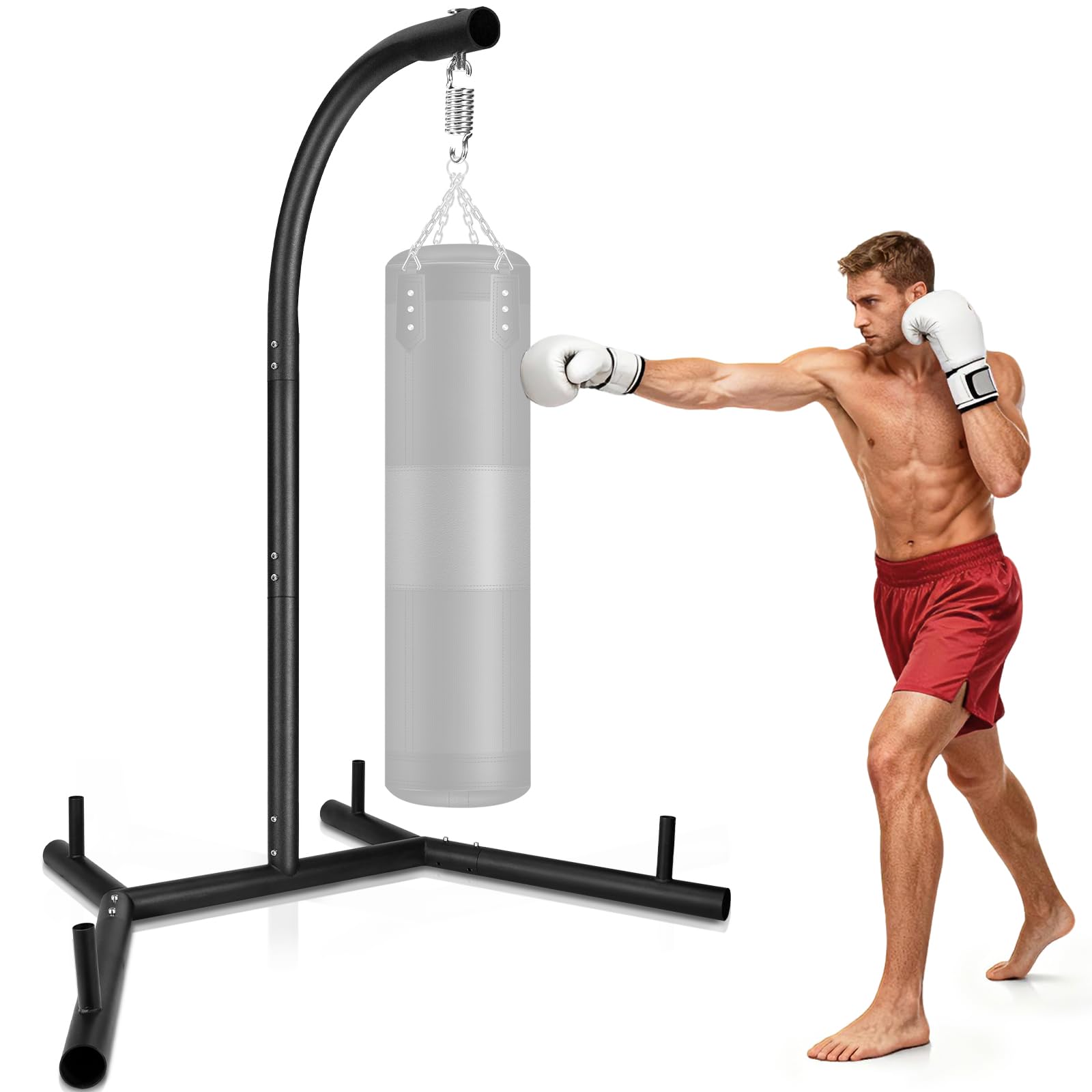 NZQXJXZ Support de Sac de Frappe, Support de Boxe Robuste, Support Métallique pour Sac de Sable, Équipement d’Entraînement Autoportant Durable jusqu’à 180lbs pour Maison & Salle de Sport, Support Seul