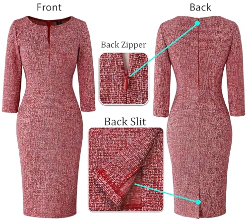 Image of VFSHOW Womens Slim Zipper Up Work Business Office Party Bodycon Pencil Sheath Dress