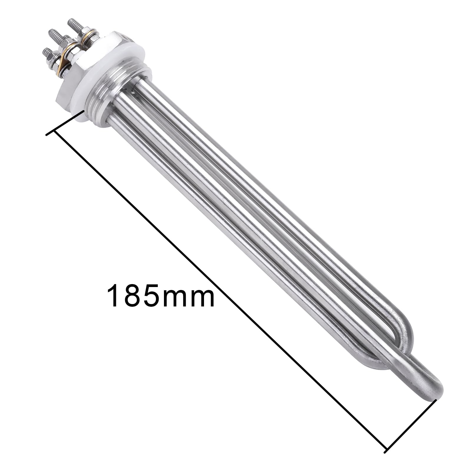 DERNORD 48V 1200W Heizelement 1 Zoll DN25 BSP Heizstab Edelstahlflansch with Silikonring Doppel U Typ