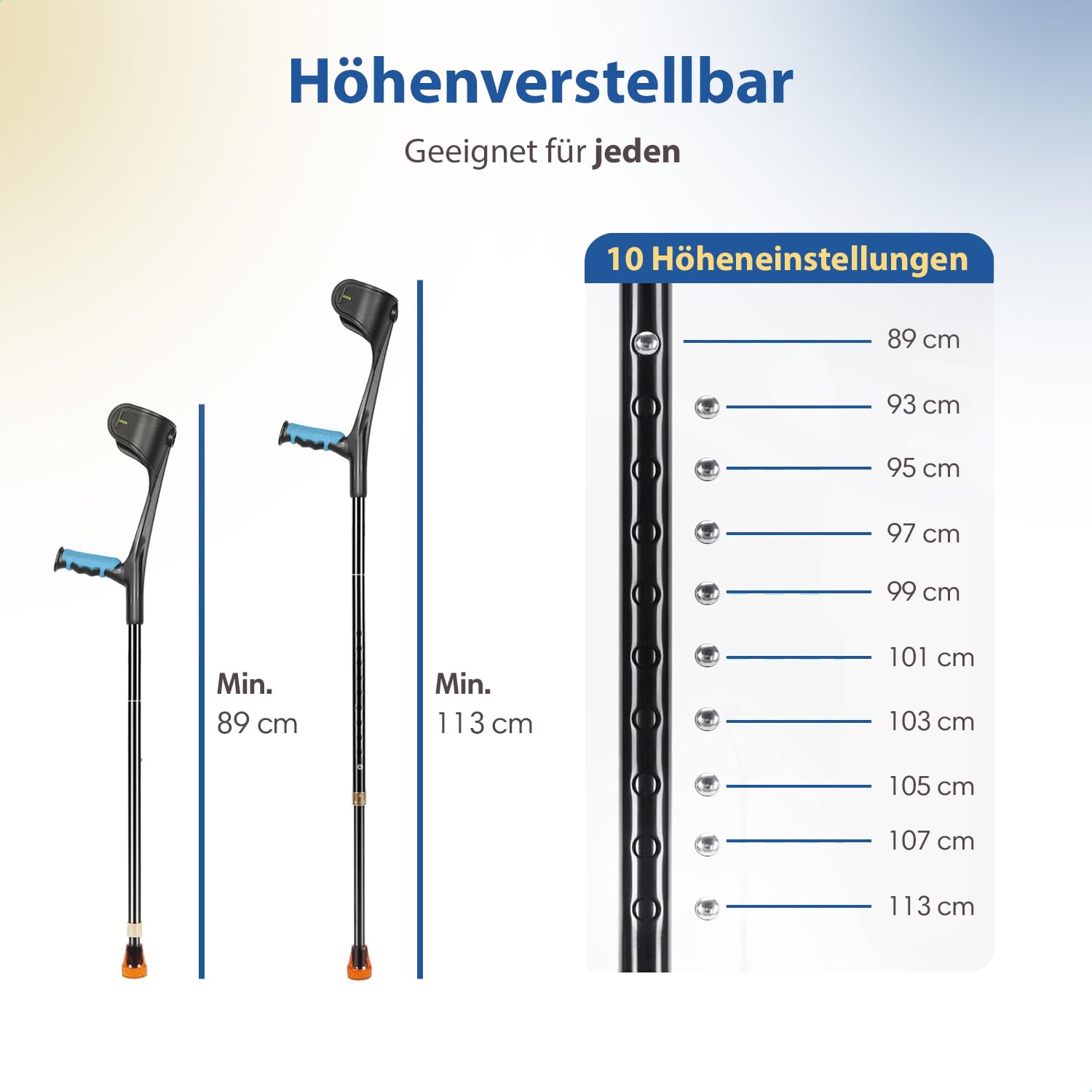 Safe Age® Krücken zur Rehabilitation - höhenverstellbar - Laufhocker - Ellbogenhocker (2 stück)