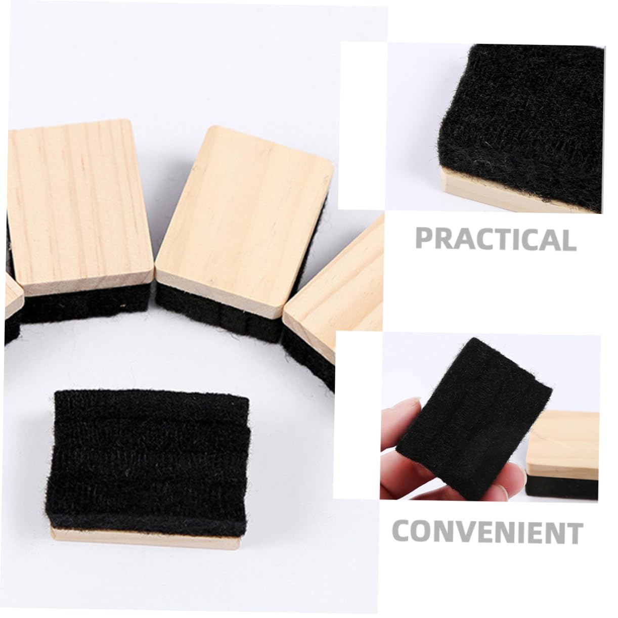 HOMSFOU 4 Sätze Schwarzes Whiteboard Radiergummi Staubfreier Radierer Aus Holz Und Filz Multifunktional Für Büro Schule Und Zuhause Leicht Zu Reinigen 10 Stück * 4