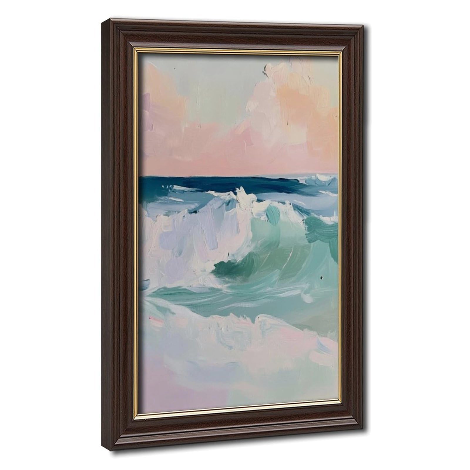 Bareronor Pastel Ocean Waves Poster Canvas Poster Bedroom Decor Landscape Office Room Decor Gift 24" L X 36" W
