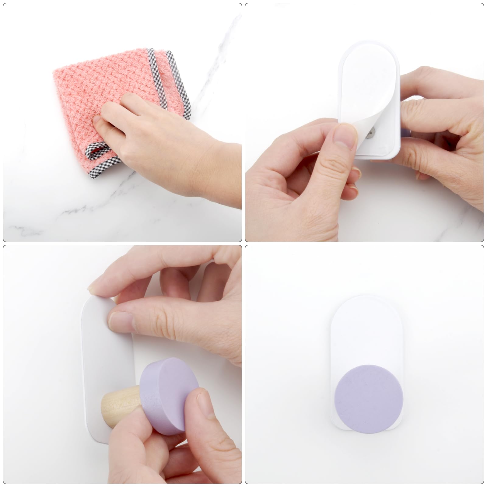 APOMOONS - Ganci adesivi colorati da parete, confezione da 5 ganci per asciugamani autoadesivi, senza fori, adatti per bagno, camera da letto, cucina, soggiorno, vestiti per bambini