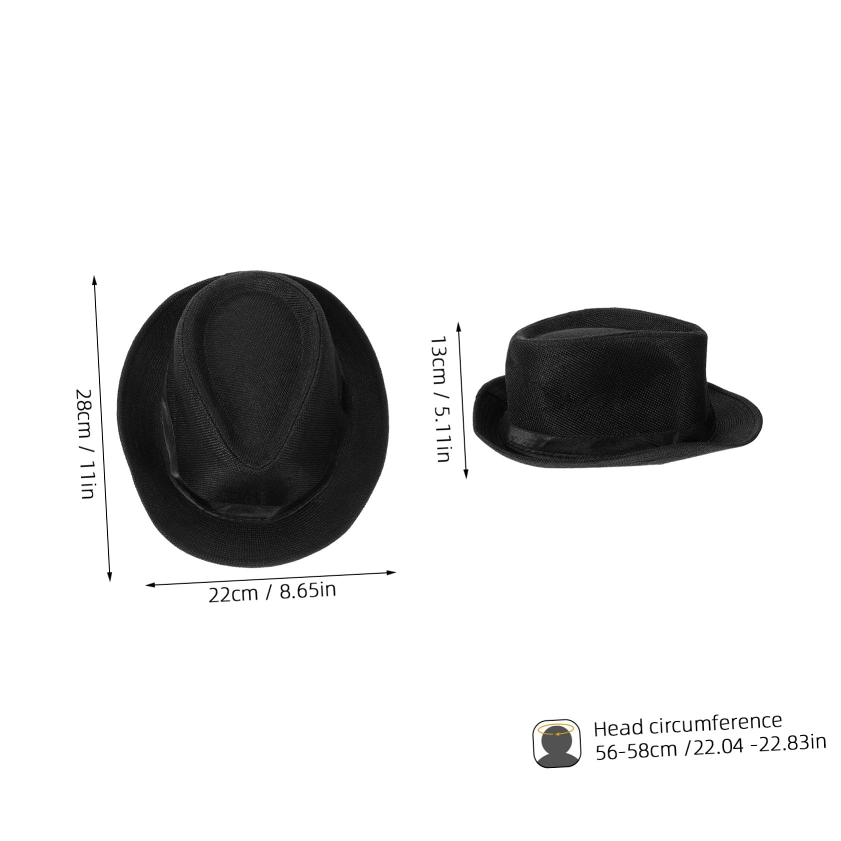 TOVINANNA Dance Performance Hat for Boys and Girls Gentleman Fedora Hats Black 56-58cm Fit