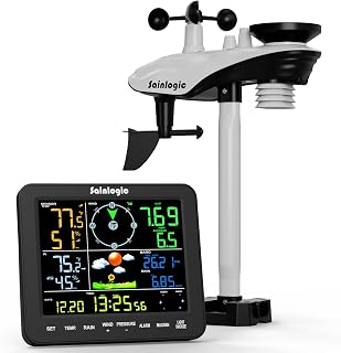 Sainlogic SA8 Wireless Home Weather Station with Rain Gauge, Wind Speed, 7.5" Color Display, Indoor/Outdoor Sensors, Forecast, Moon Phase - No WiFi Needed